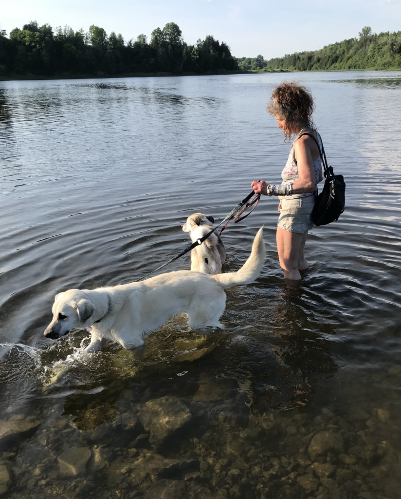 Lily's first time in the water